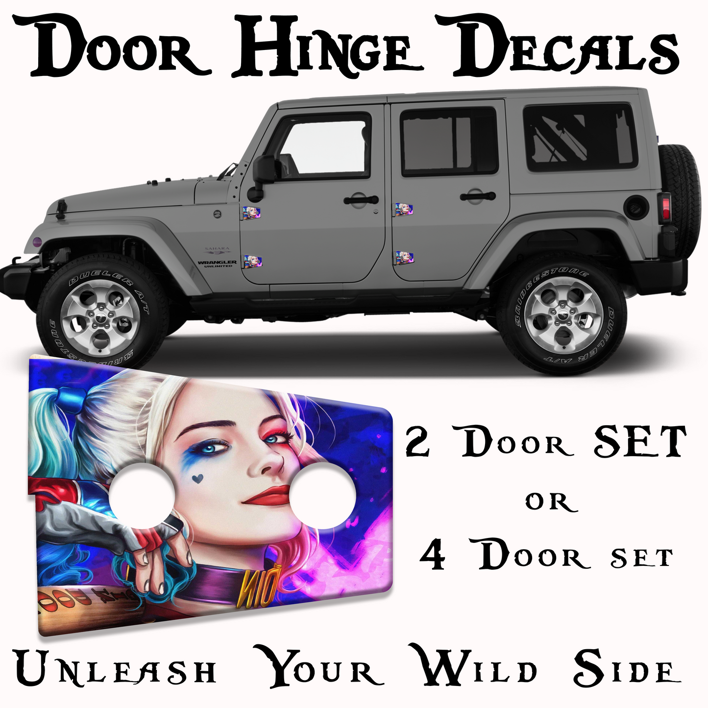 Harley Q Door hinge decals