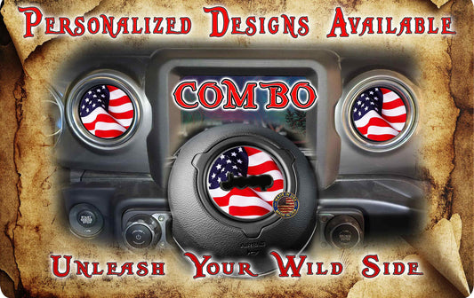 Steering wheel decal American flag 113