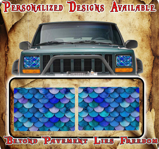 Mermaid scales decals for YJ or 5x7 headlights