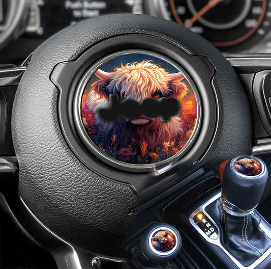 Steering wheel decal Highland cow 114