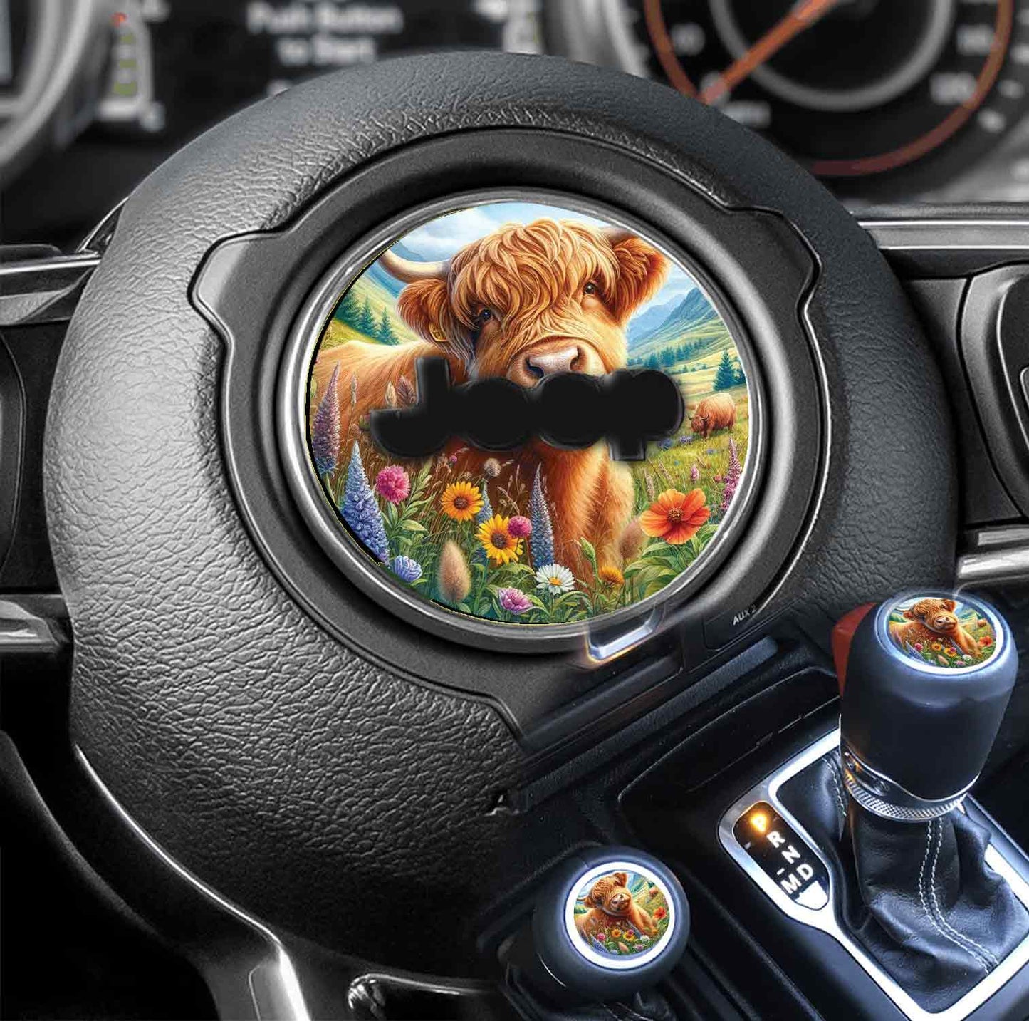 Steering wheel decal Highland cow 117