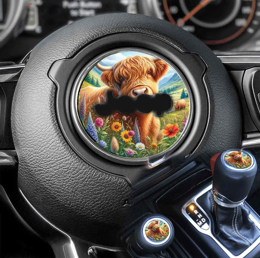 Steering wheel decal Highland cow 117