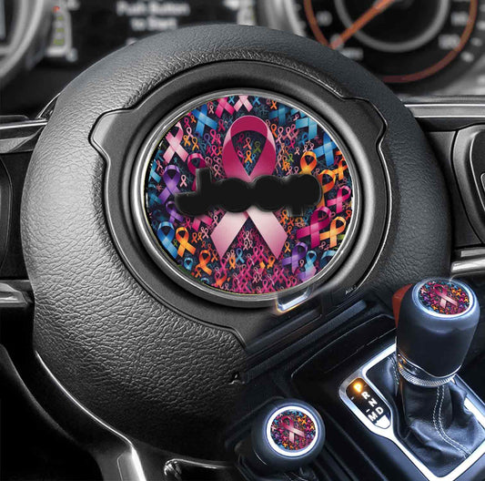 Steering wheel decal cancer ribbons 175