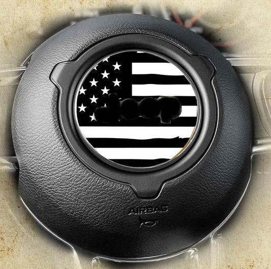 Steering wheel decal Black and white flag 214