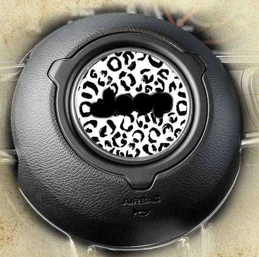 Steering wheel decal black and white leopard print 153