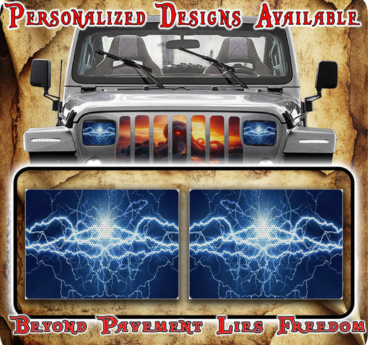 Blue lighting Eye decals for YJ or 5x7 headlights