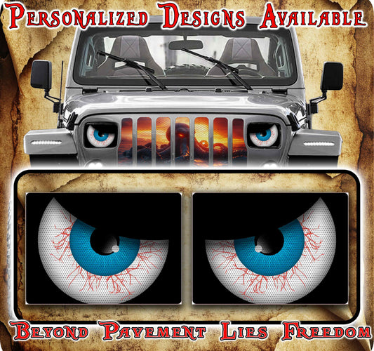 blood shot Eye decals for YJ or 5x7 headlights