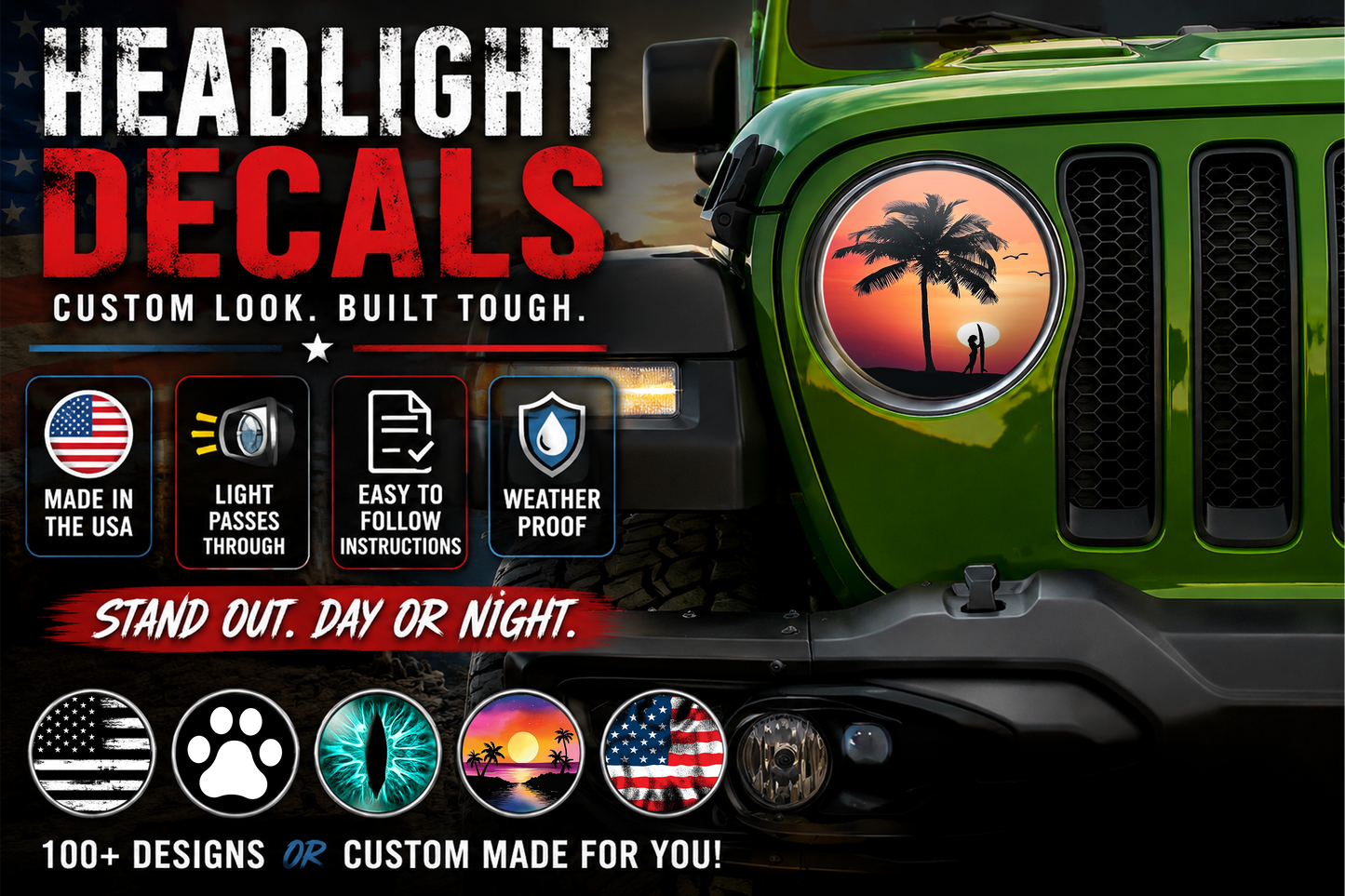 Surfs up round headlight decals 161