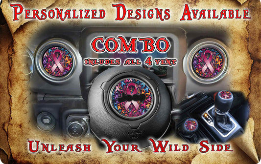 Steering wheel decal cancer ribbons 175