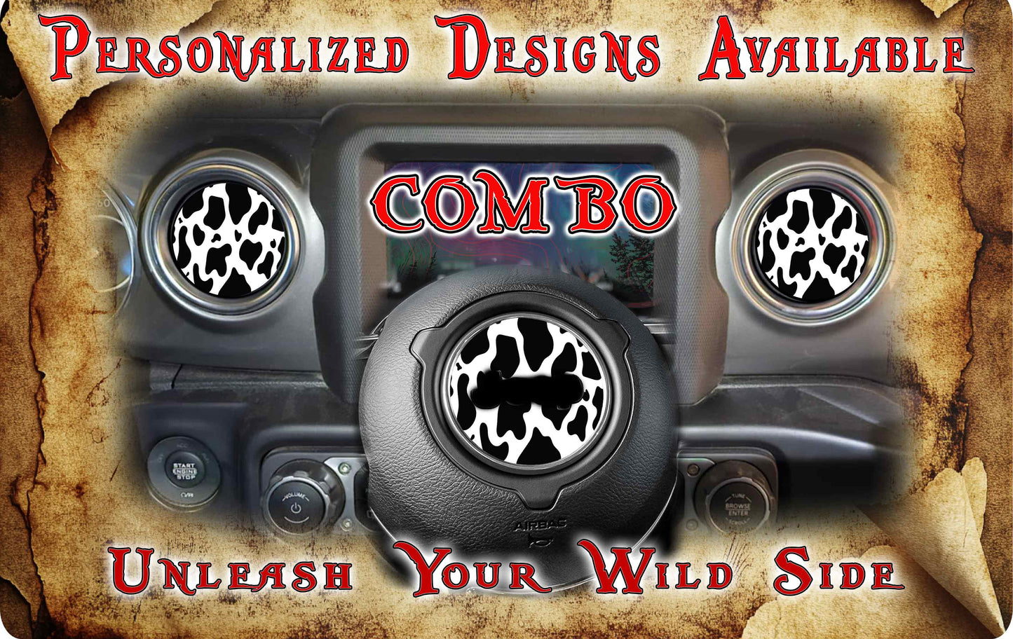 Steering wheel decal Cow print 145