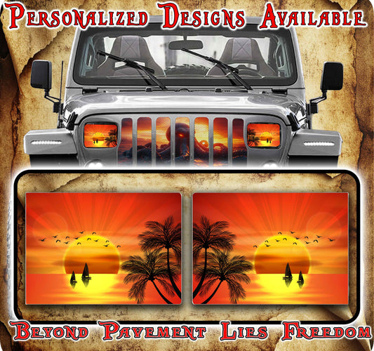 beach Eye decals for YJ or XJ 5x7 headlights