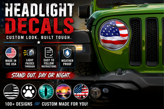 Merica round headlight decals 165