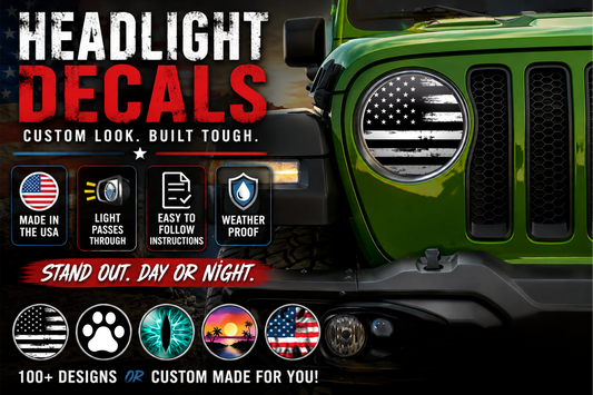 Black and white American flag headlight decal 28