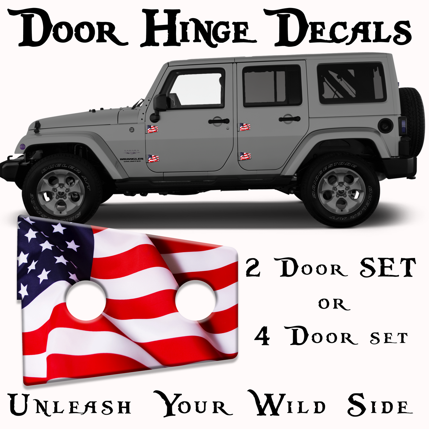 JK American flag door hinge decal 3