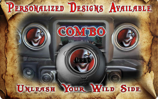 Steering wheel decal Clown face