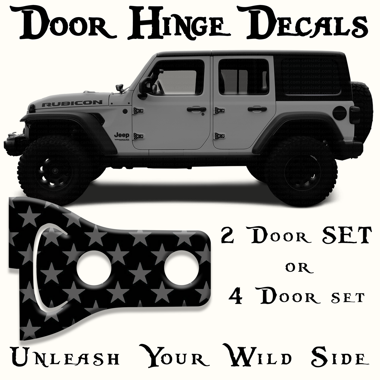 Black and gray star print Door hinge decals 61