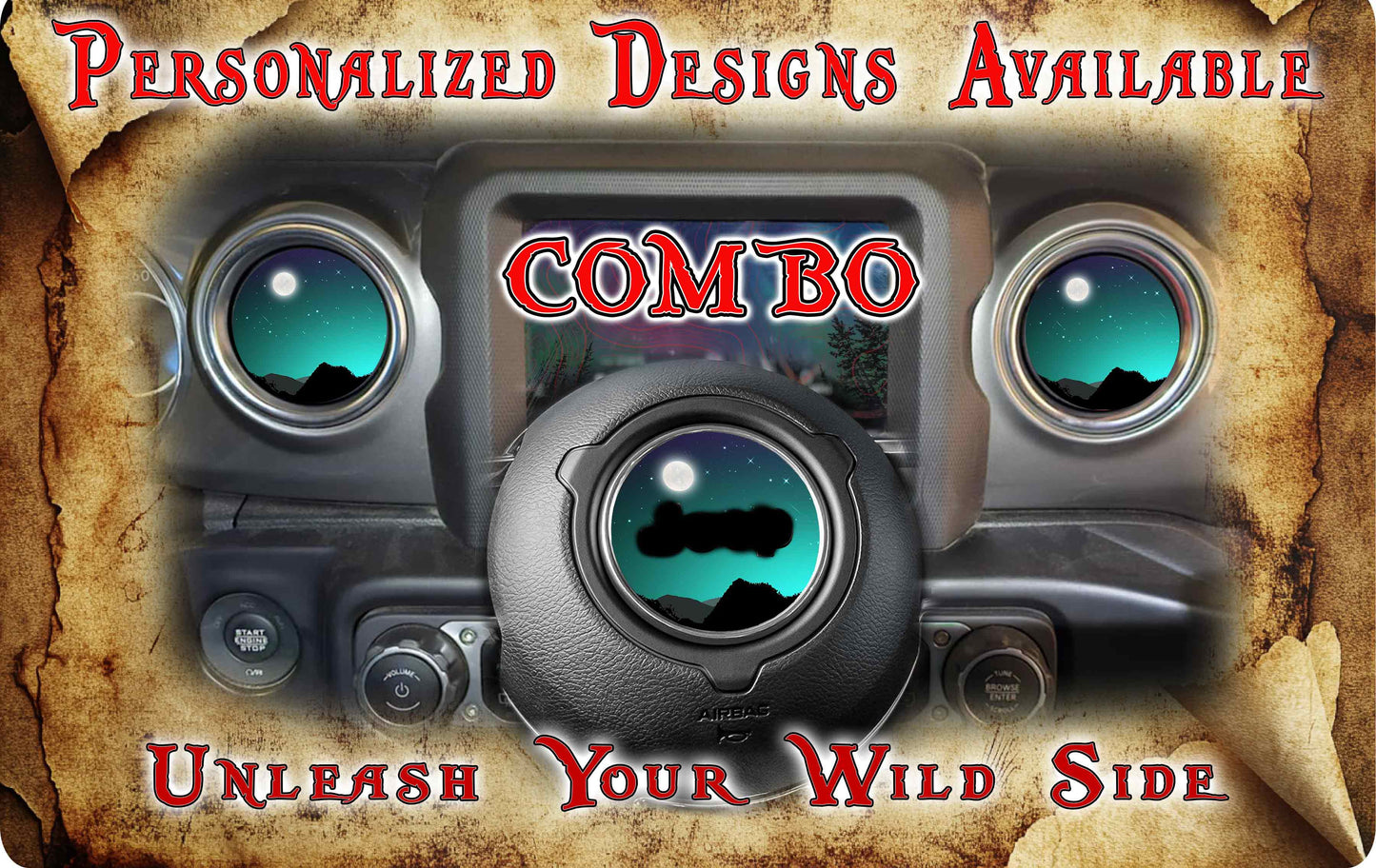 Steering wheel decal Mountain night sky