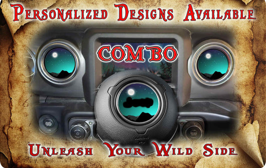 Steering wheel decal Mountain night sky