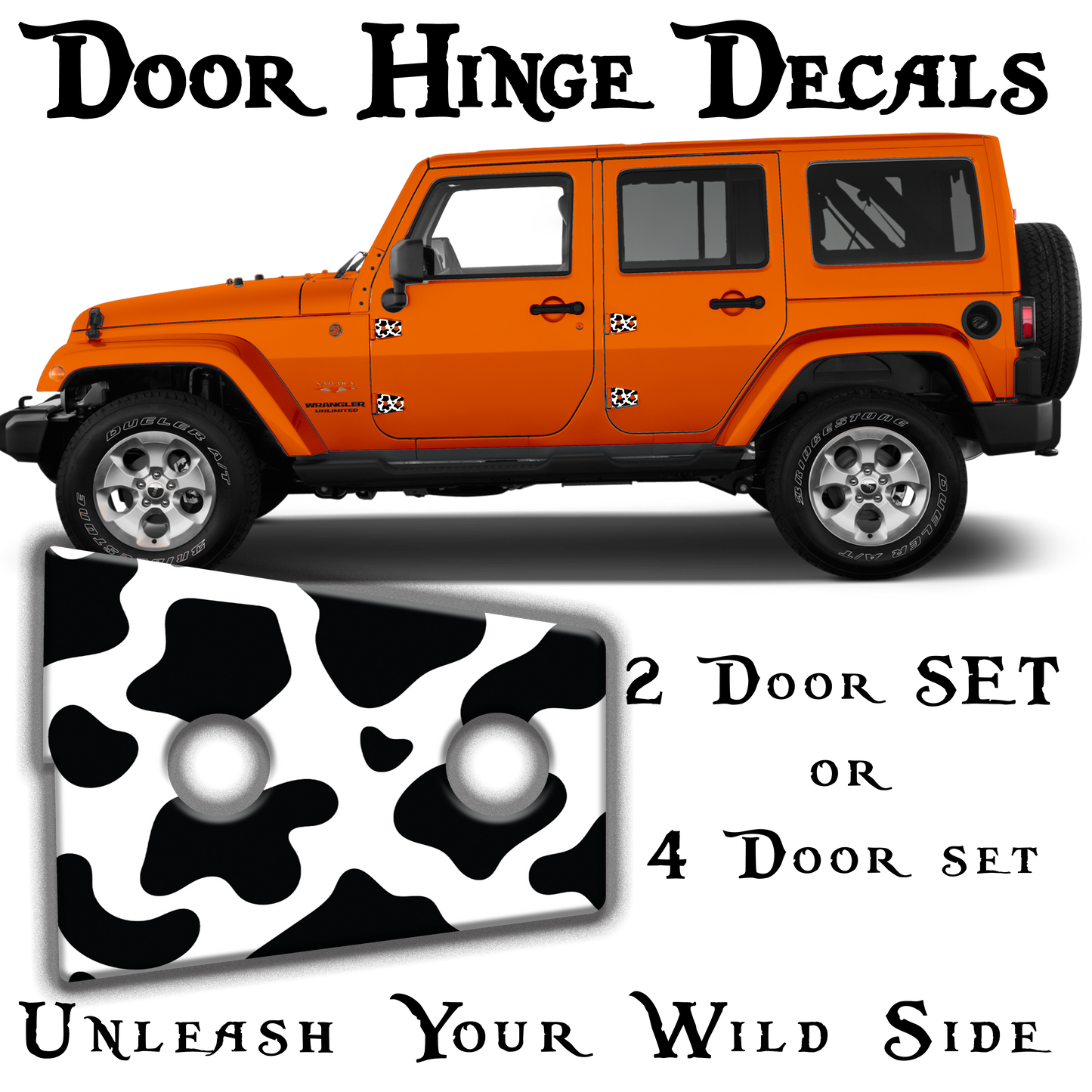 JK Cow print door hinge decal 7