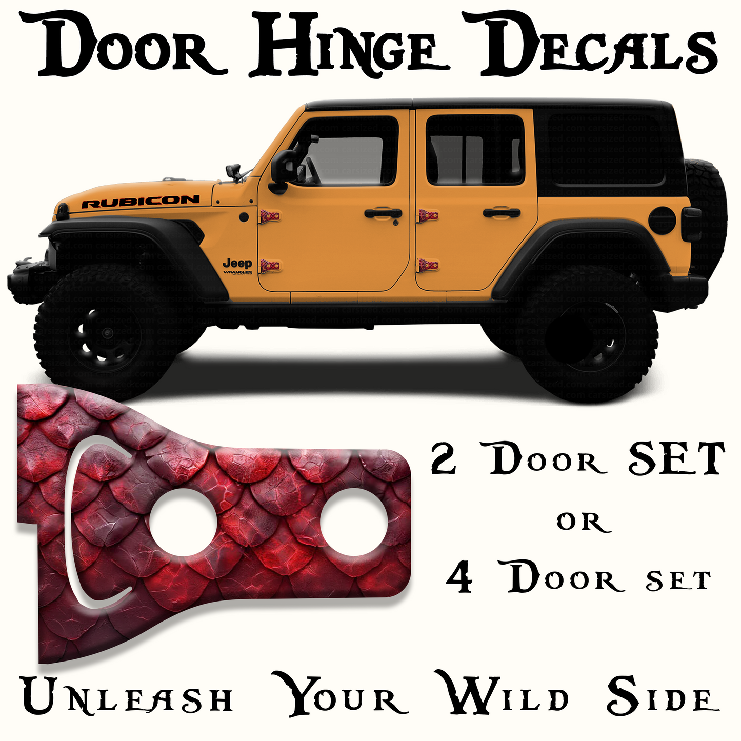Red dragon scales Door hinge decals 77