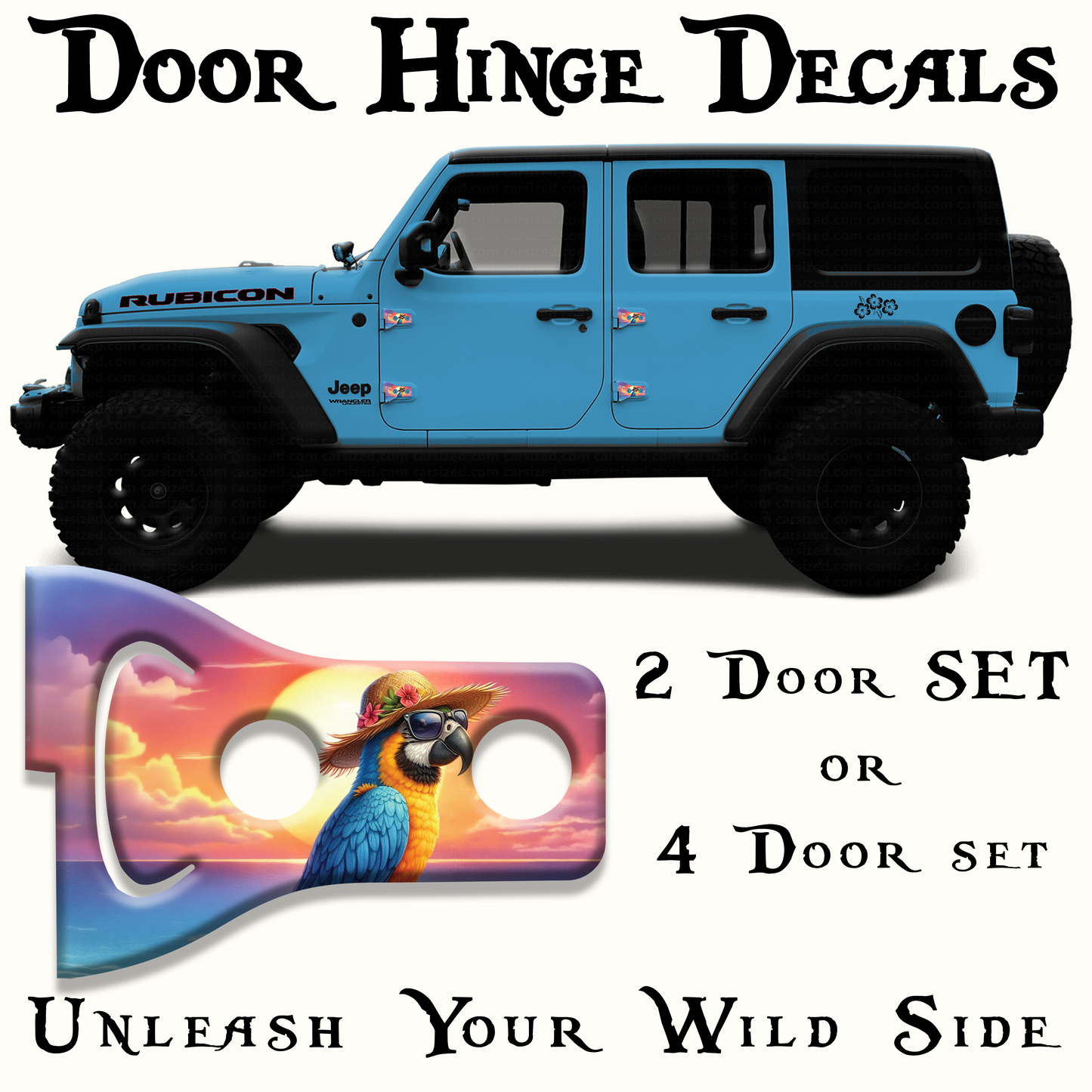 Parrot on the beach Door hinge decals 79