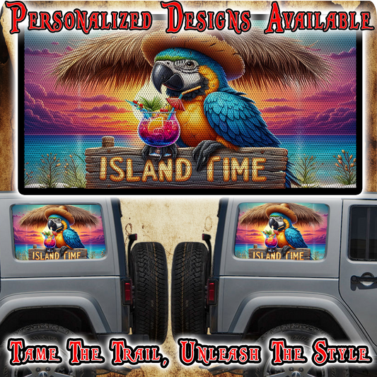 Island time parrot Rear quarter window see through graphic