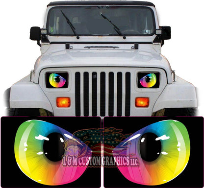 rainbow Eye decals for YJ or 5x7 headlights