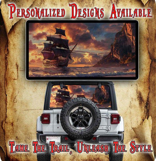 Pirate ship Rear window see through graphic.