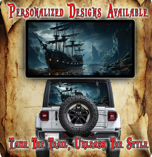 Pirate ship Rear window see through graphic.