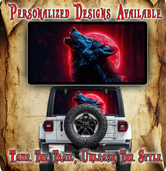 Wolf head Rear window see through graphic.