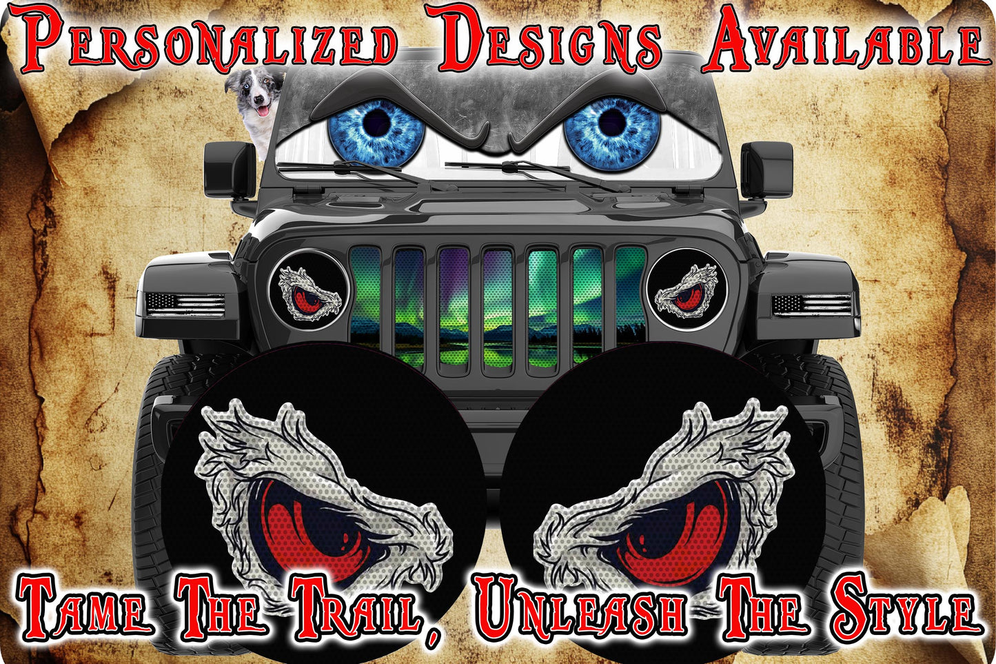 Red eye hawk headlight decal 100