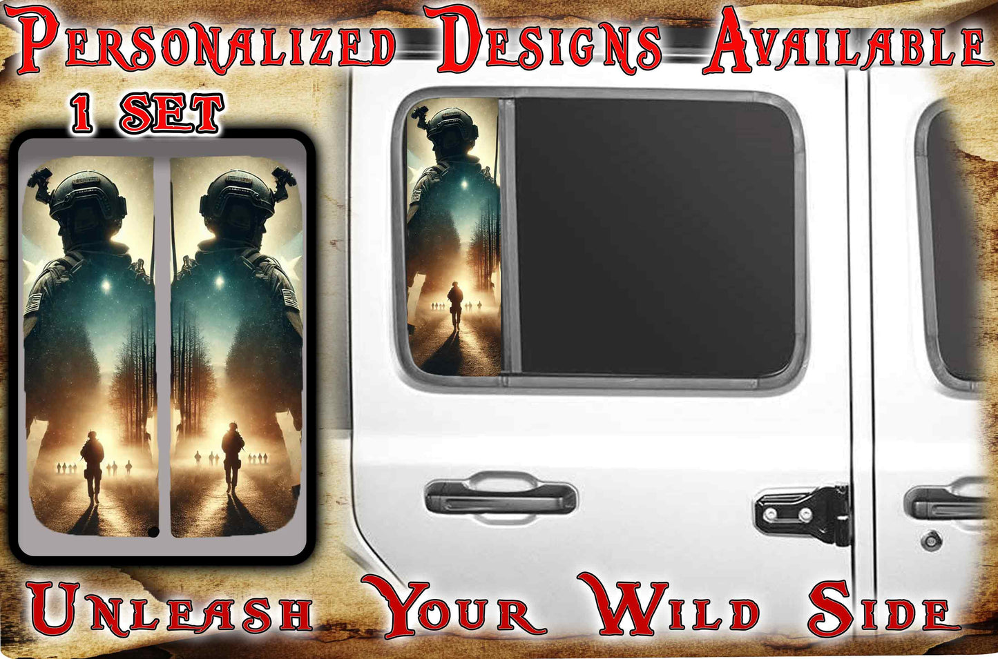 Side door window decal Soldier 107