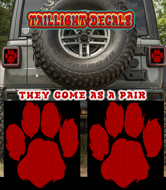 Red paw print Taillight cover decal