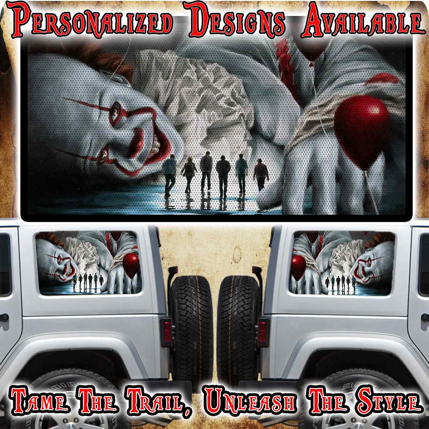 We all float Rear quarter window see through graphic.