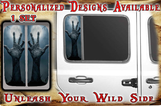 zombie hand Side door window decal  112