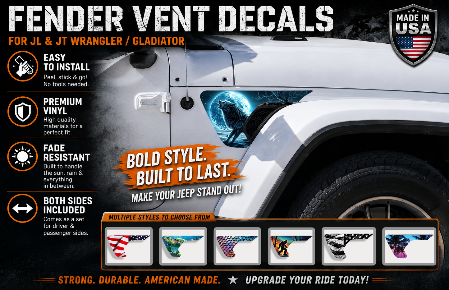 fender vent for the JL or JT 2018 or newer Blue wolf moon 117
