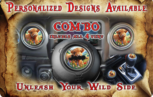 Steering wheel decal Highland cow 117