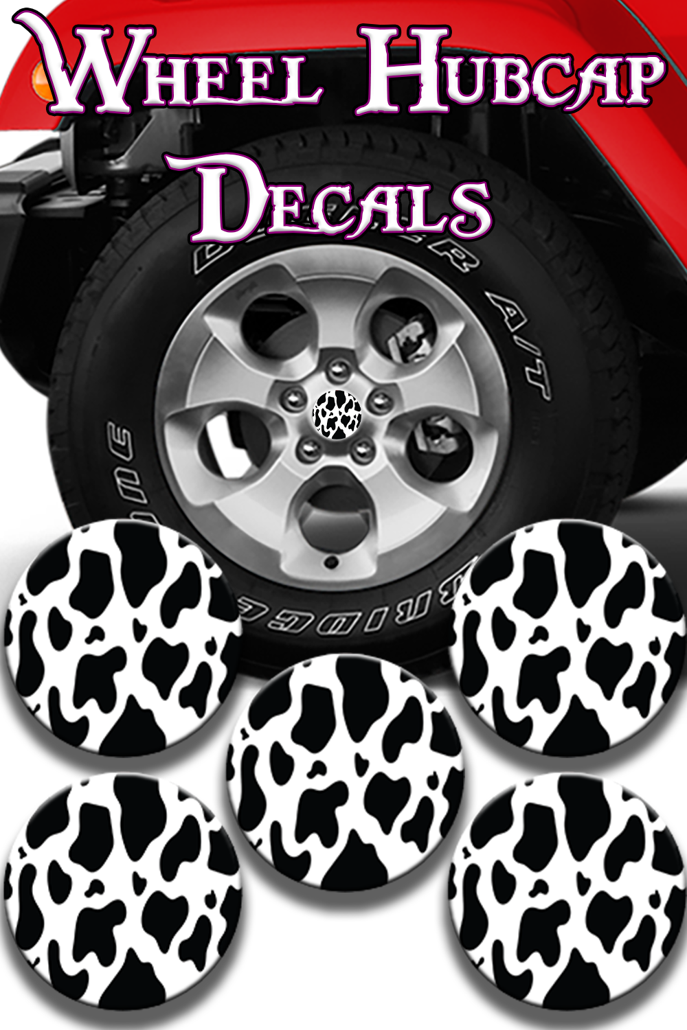 Cow print Hub cap decal 11