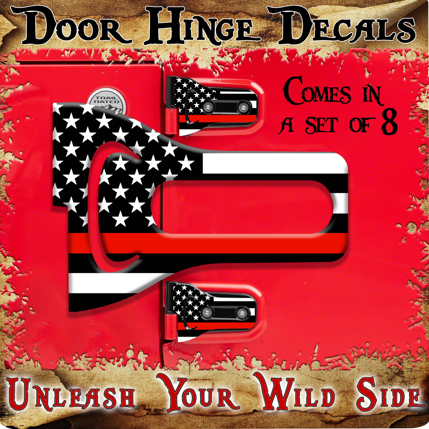 Fire flag Door hinge decals 11