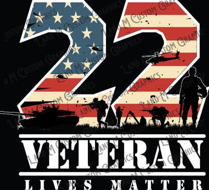 DTF transfer 22 Veteran lives matters (shirt not included)