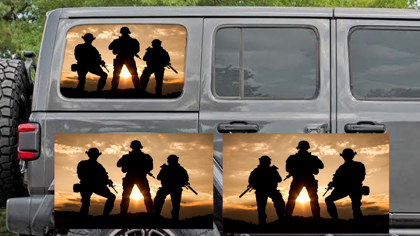 Three brothers Rear quarter window see through graphic.