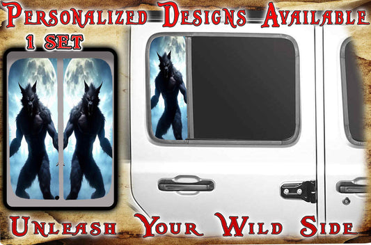 Side door window decal werewolf 128