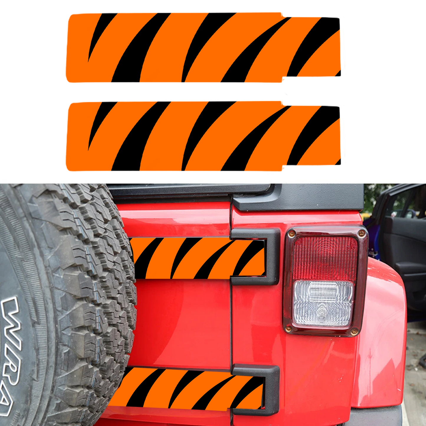 Rear gate hinge decal Tiger strip 12