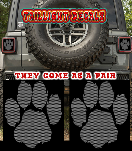 Gray paw print Taillight cover decal