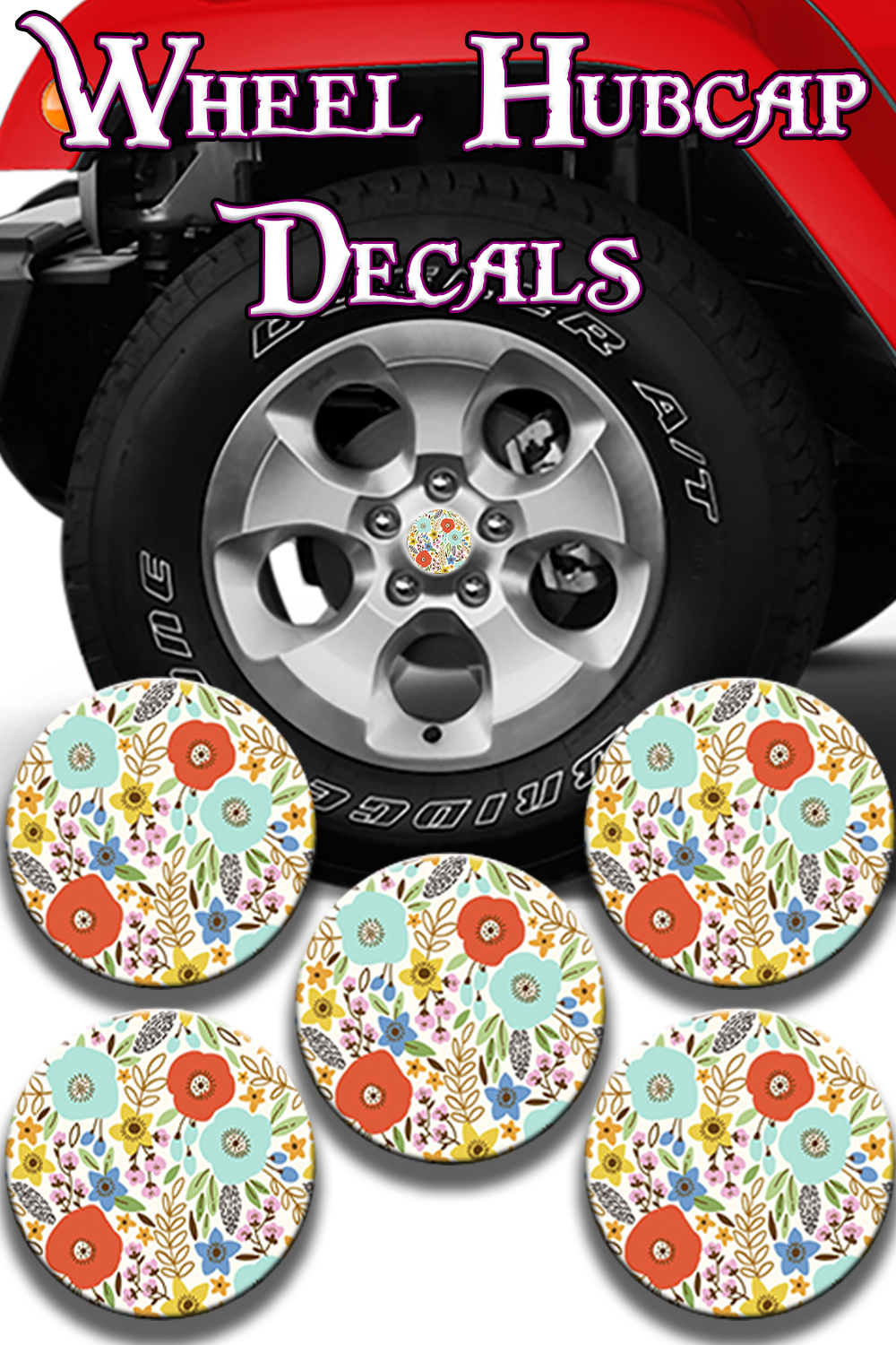 Flower print Hub cap decal 12