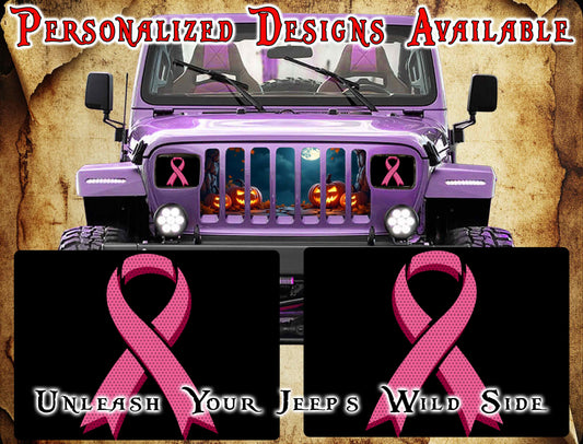 Pink ribbion print decals for YJ or 5x7 headlights