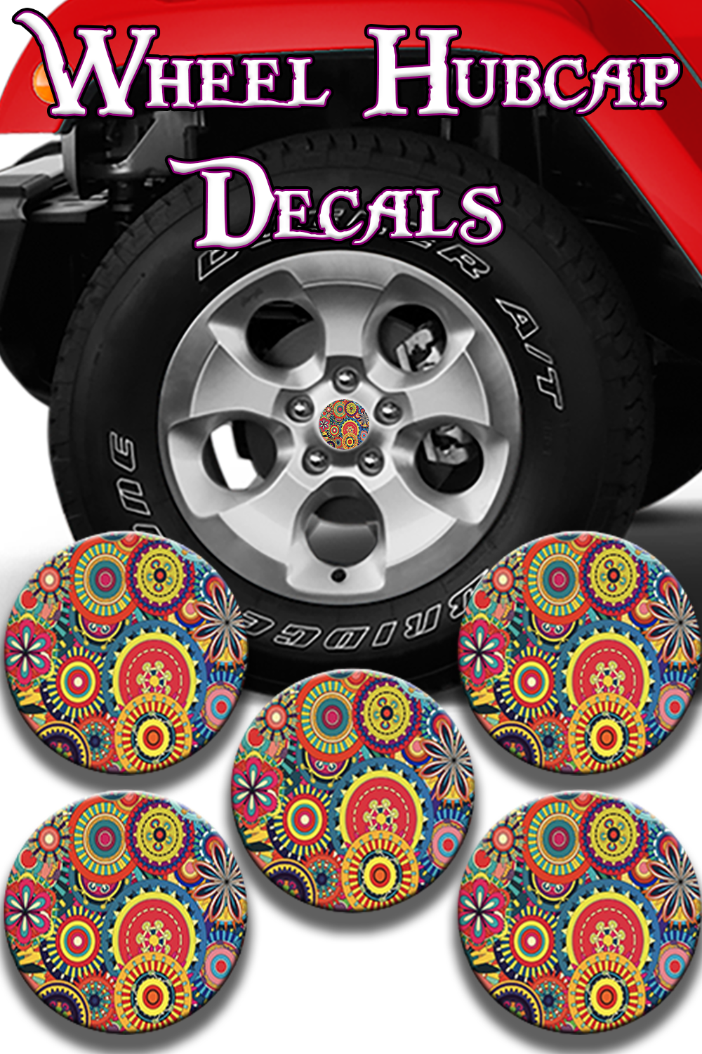 Hippy design Hub cap decal 14