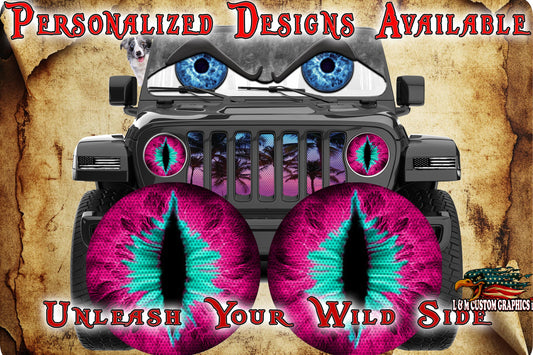 Pink and teal headlight decal 157