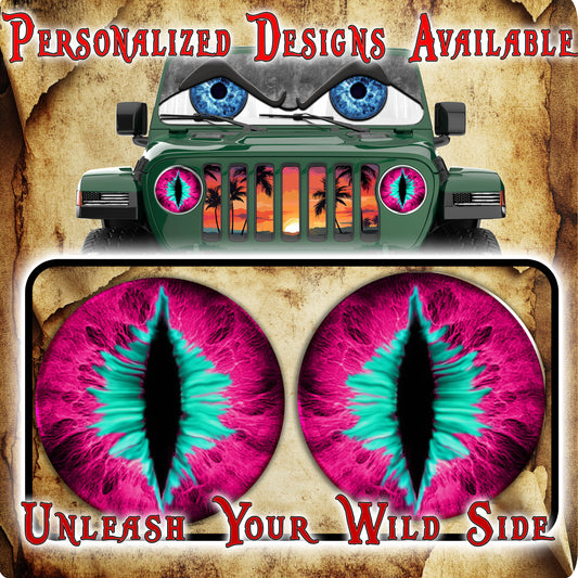 Pink and teal headlight decal 157