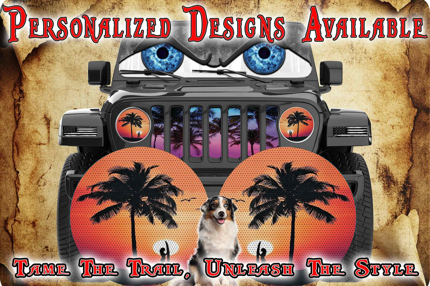 Surfs up round headlight decals 161